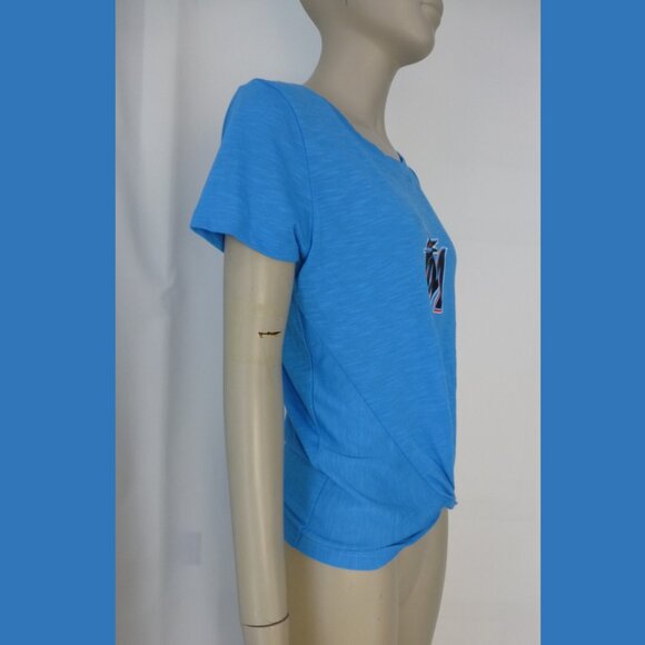 Miami Marlins New Era Front Twist Top T-Shirt **STAIN BY LOGO** - Picture 3 of 14